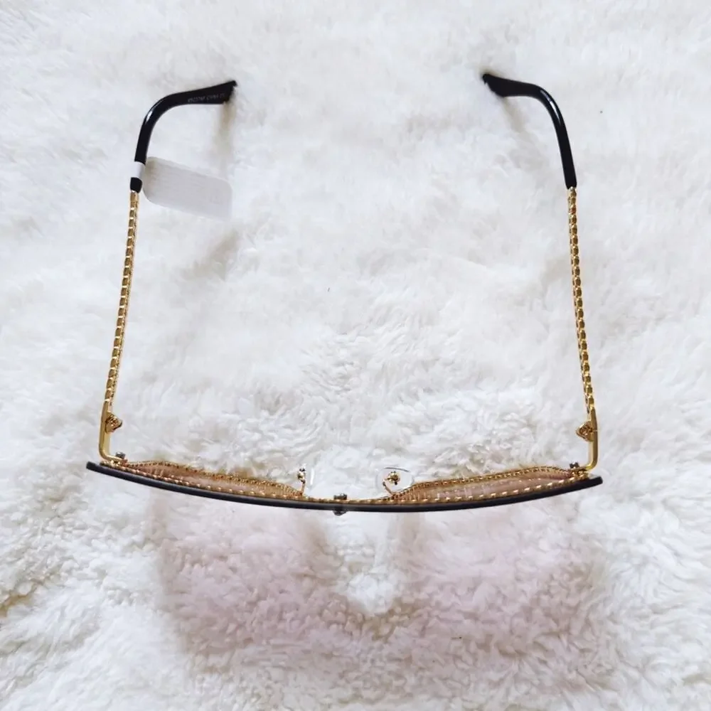 Christine Purple & Gold Chain Oversized Shield Sunglasses